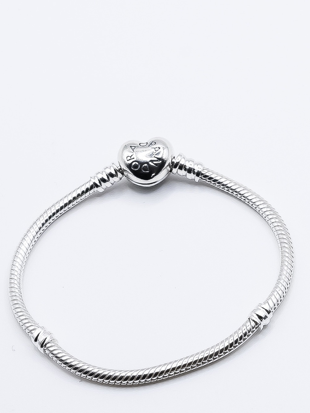 Pandora Moments Heart Clasp Snake Chain Bracelet Sterling Silver S925 — MULTI
